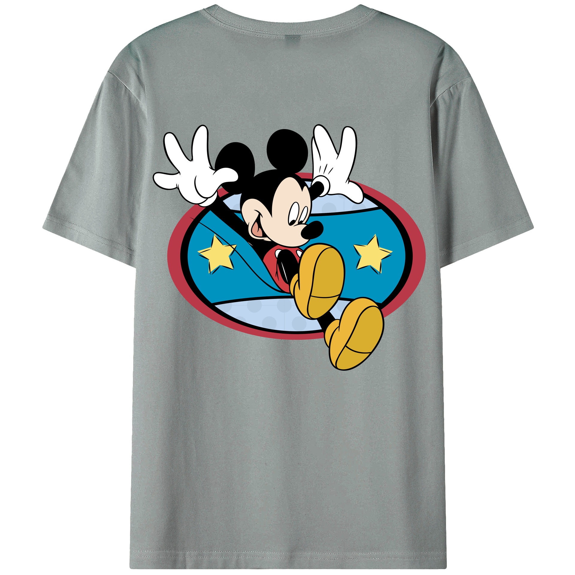 ミッキーマウス Mickey Mouse 綿100％ メンズ半袖Tシャツ（バックプリント） 通気性